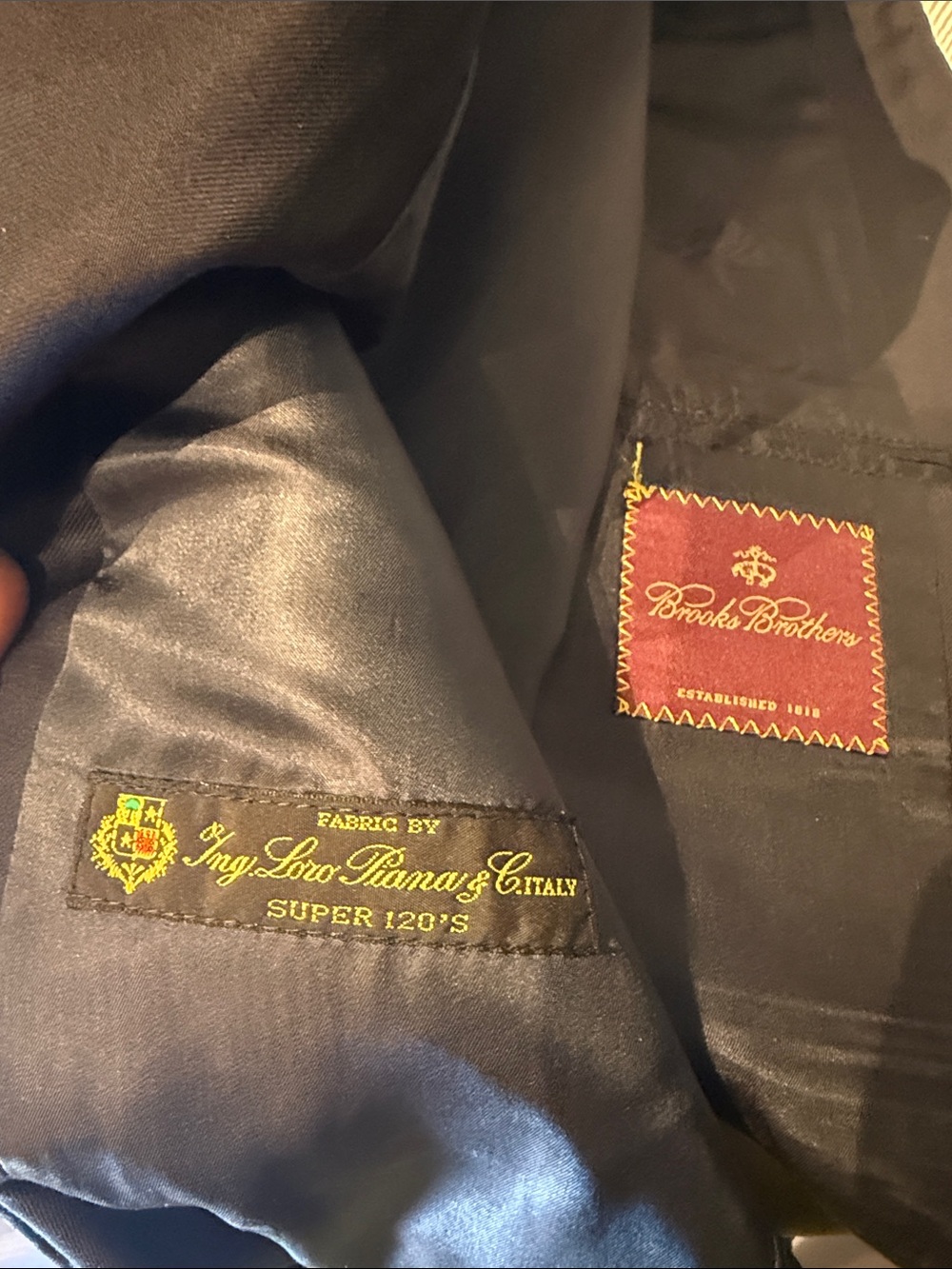 Brooks Brothers Navy Jacket with Burgundy Label-Made with Loro Piana Fabric